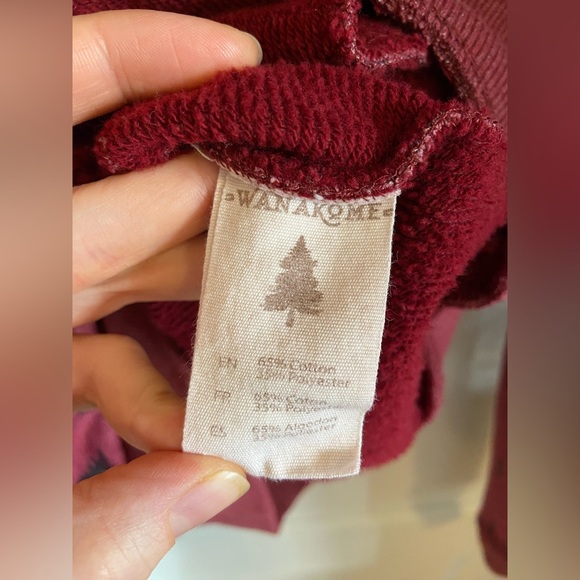 Wanakome Artemis Cowl Neck Hoodie Sweatshirt Cranberry Pine Trees M - Picture 6 of 12